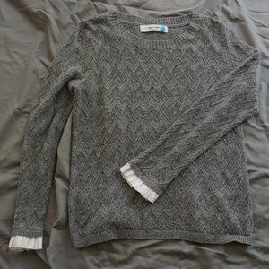 Anthropologie Gray Knit Sweater with Cuff Detail M